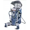 Vaikiška nešynė kuprinė DEUTER Kid Comfort Active — mėlyna, poliamidas, iki 22 kg, skėtis nuo saulės, kojų atrama, VariQuick, Lite Air