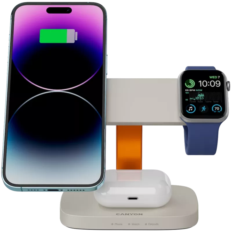 Canyon WCS-310 - Hexagon 310 - 3in1 - belaidė Qi įkrovimo stotelė 3 įrenginiams vienu metu