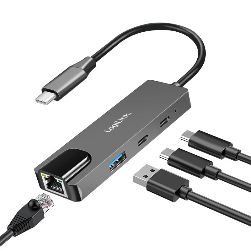 USB3.2 Gen1 šakotuvas, 3 prievadų, su 2.5G eterneto prievadu