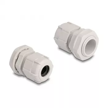 Kabelio riebokšlis M20 DELOCK, plastikinis, pilkas, 10 vnt. pakuotėje