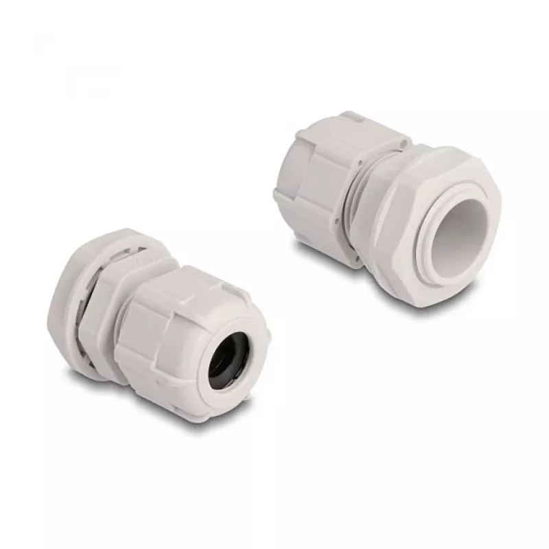 Kabelio riebokšlis M20 DELOCK, plastikinis, pilkas, 10 vnt. pakuotėje