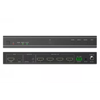 Vaizdo sienos valdiklis DIGITUS DS-55358 – 4 ekranai, iki 4K (3840×2160) @30Hz, DisplayPort 1.2a, metalinis korpusas, mygtukų valdymas