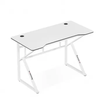Žaidimų stalas huzaro Hero 1.6 White — tiesus MDF/anglies pluošto stalviršis 1200×600 mm, metalinis rėmas, 750 mm aukštis