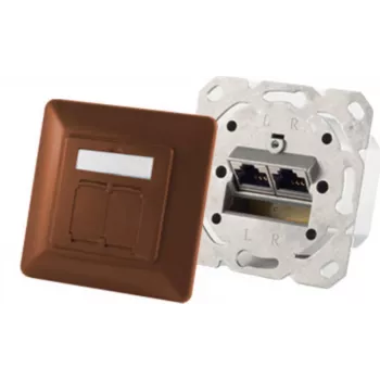 Dvigubas RJ-45 lizdas ShiverPeaks 74280-BR — Cat6a, 500 MHz, rudas metalinis korpusas