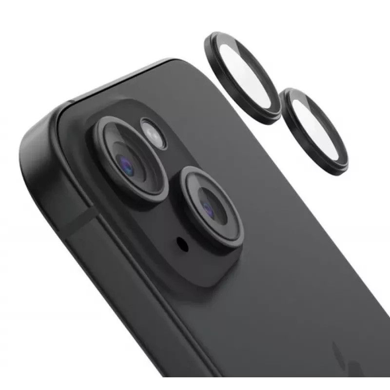 Grūdinto stiklo kameros objektyvo apsauga, Belkin OVA179HQBK, skirtas iPhone 15 ir iPhone 15 Plus — 2 vnt. rinkinys