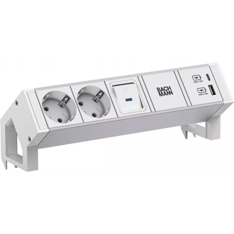 Bachmann DESK2 ALU Balta 937.4042xCEE7/3 1x switch 1xUSB A/C 22W 0 2m