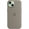 Silikoninis dėklas su „MagSafe“, skirtas „iPhone 15“ – molio spalvos