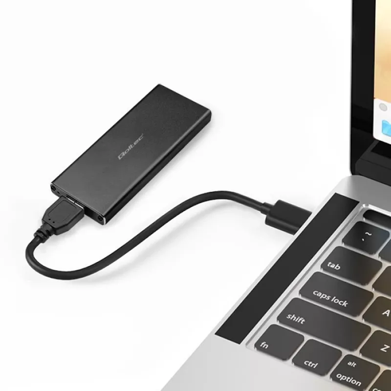 M.2 SATA SSD korpusas QOLTEC 51854 USB 3.0 be įrankių