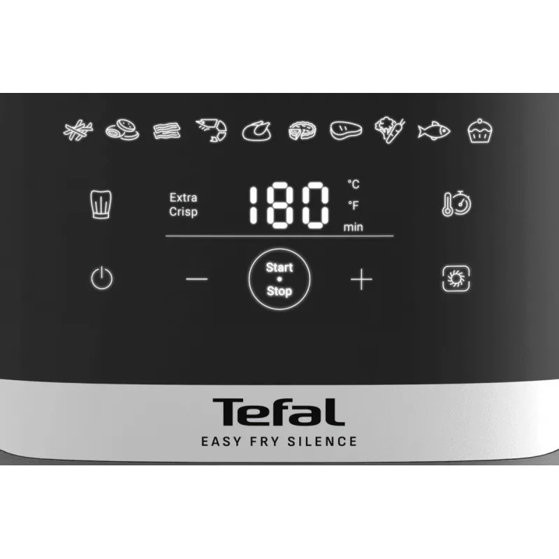 “Tefal Easy Fry Silence EY551HE0” gruzdintuvė, atskira, 5 l, karšto oro gruzdintuvė, juoda, pilka, nerūdijantis plienas