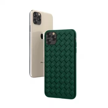 Apsauginis minkštas dėklas Devia, skirtas iPhone 11 Pro Max, su austo rašto dizainu, žalias