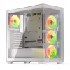 PC korpusas KRUX Exo RGB White — ATX bokštas, plieninis, 2×3,5 colio + 2×2,5 colio nišos, USB-C, RGB
