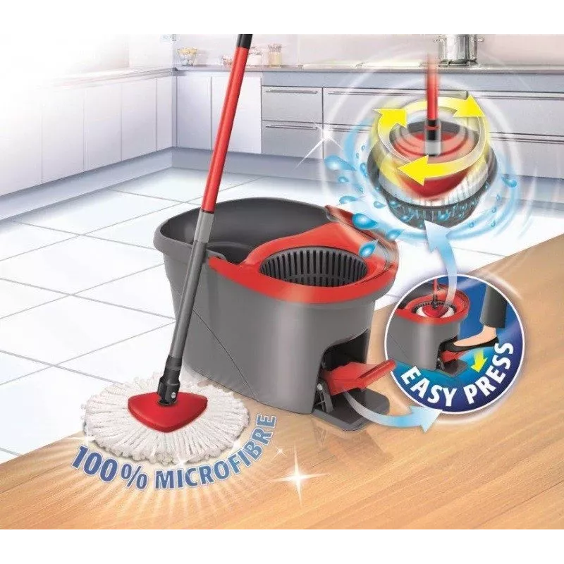 Mop Vileda Easy Wring & Clean Fiber pilkas raudonas