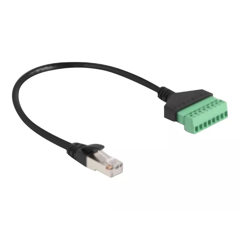 DeLOCK RJ45 kabelis Cat.6 kištukas prie gnybtų bloko adapteris 30 cm juoda žalia