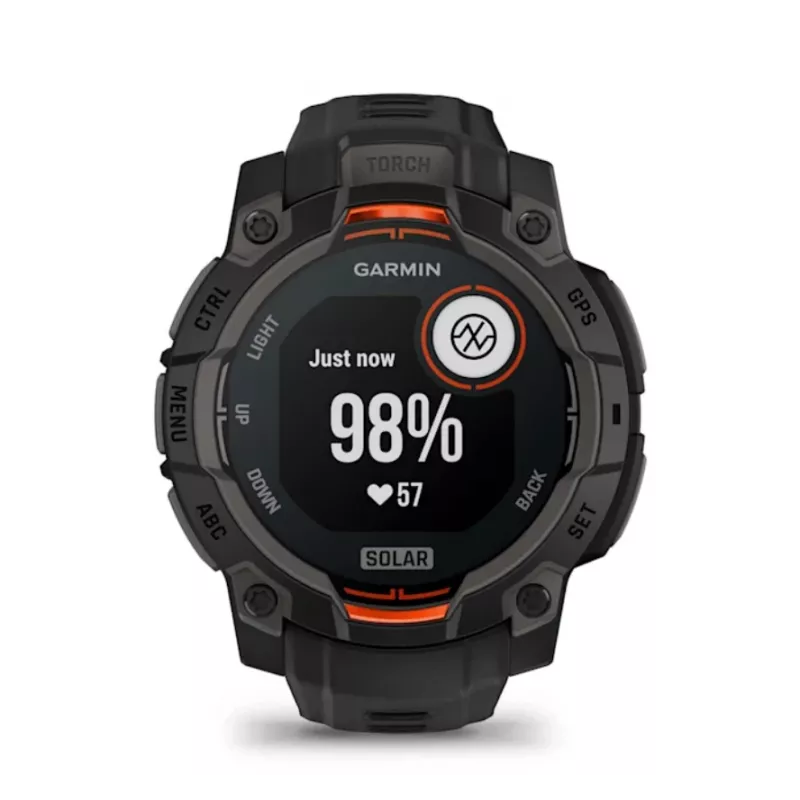 Garmin Instinct® 3 – 45 mm, saulės energija naudojantis laikrodis, juodas