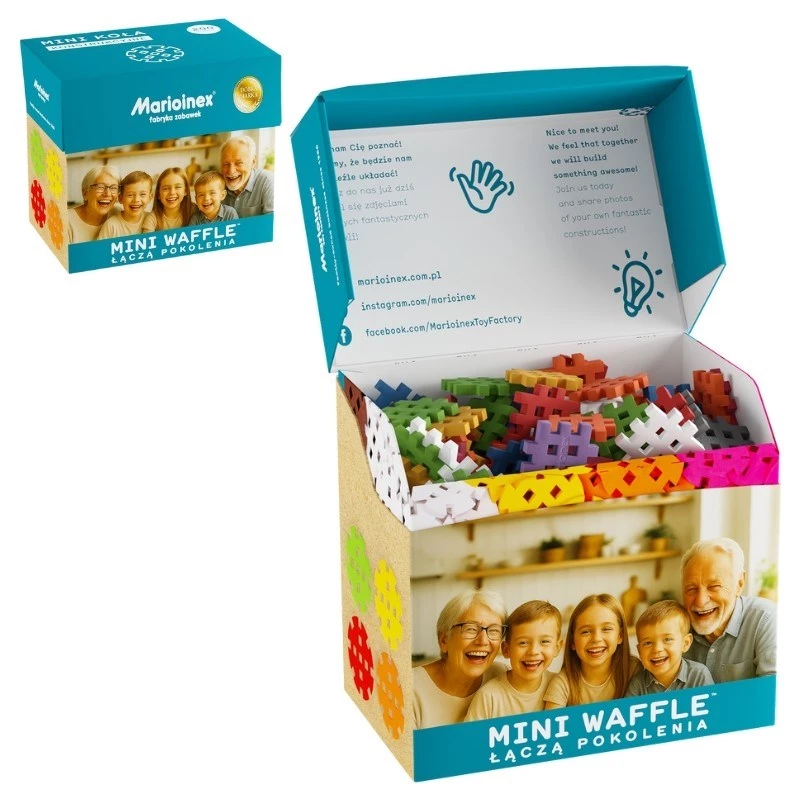 Žaisliniai statybiniai blokeliai Marioinex Mini Waffle Building Blocks Senior Set — 200 vnt., įvairiaspalviai, rekomenduojamas amžius nuo 6 metų