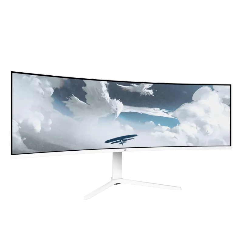 Lenktas monitorius Arozzi Nova 49 colių (124,5 cm) Dual QHD 5120×1440 LED VA, 32:9, 4 ms, USB šakotuvas, garsiakalbiai, baltas