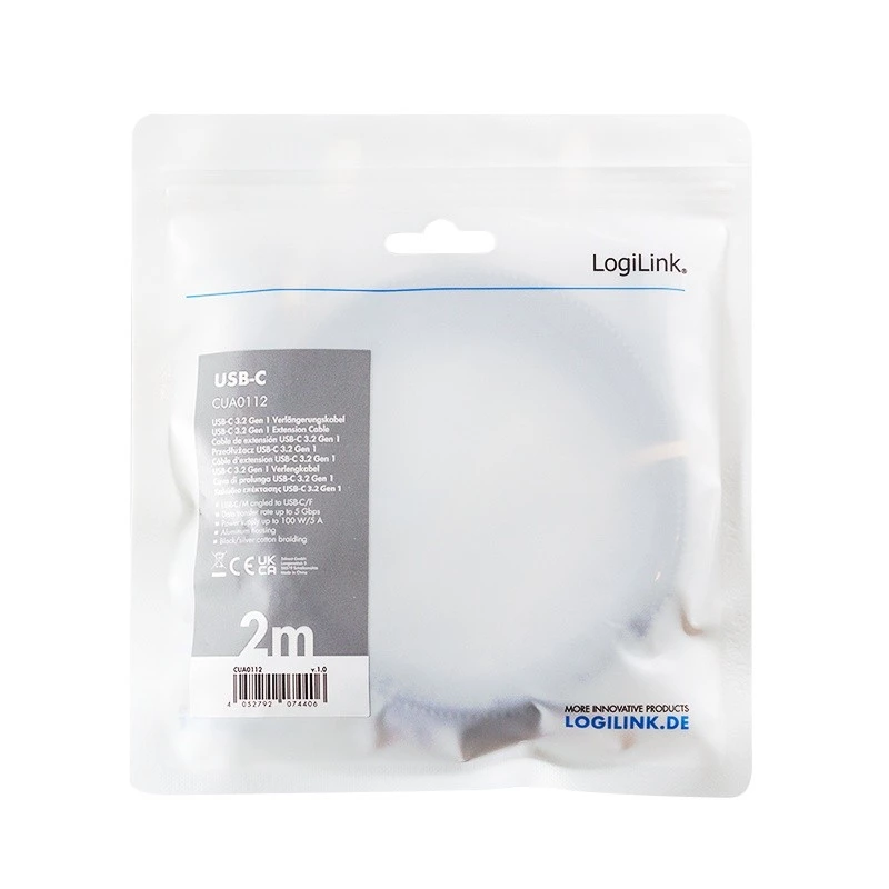 USB3.2 Gen1 kabelis į USB-C/F, PD, 2 m