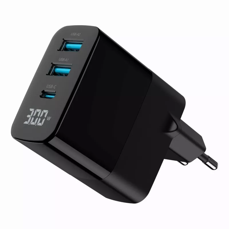 Gembird TA-UC-PDQC30LCD-BK-02 mobile device charger Universal Juoda AC Fast charging vidinis