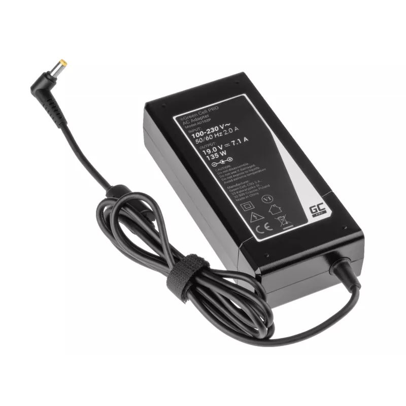 Adapter Green Cell AD102P universalus 135 W, 19 V, 7.1 A, juodas, nešiojamiesiems kompiuteriams