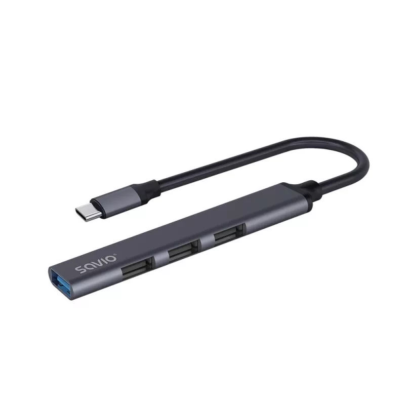 USB 3.0 4 prievadų sąsajos šakotuvas SAVIO AK-71 su USB-C, 5000 Mbit/s, 2 metų garantija