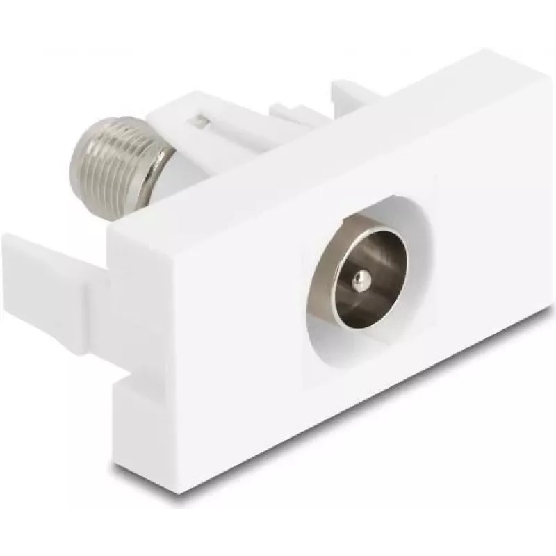 Kištukinis lizdas IEC / F DeLOCK 90828 Baltas 75 Ω Tiesus
