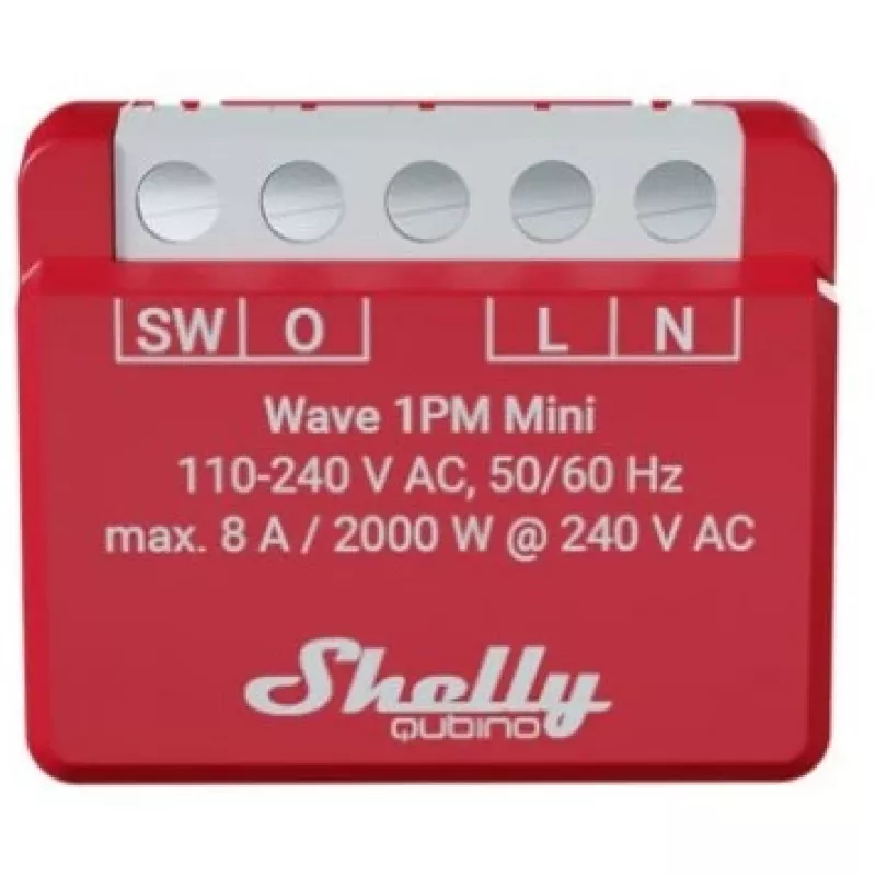 Shelly Qubino Wave 1PM Mini Z-Wave matavimo-perjungimo pavara raudona