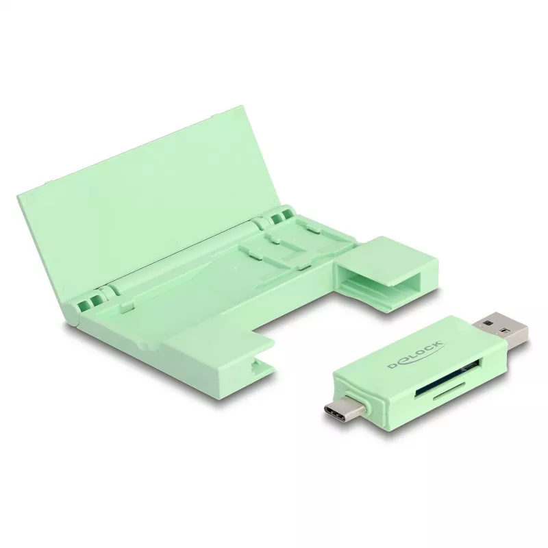 Kortelių skaitytuvas DeLOCK 91015 USB 3.2 Gen 1 Type-A/Type-C mėtinės spalvos