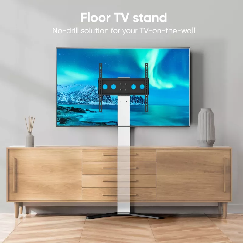 TV laikiklis/stovas ONKRON TS1140-W 66–165,1 cm (26–65 colių) ekranams, 35 kg, VESA 100x100–400x400, aukštis 880–1100 mm, baltas
