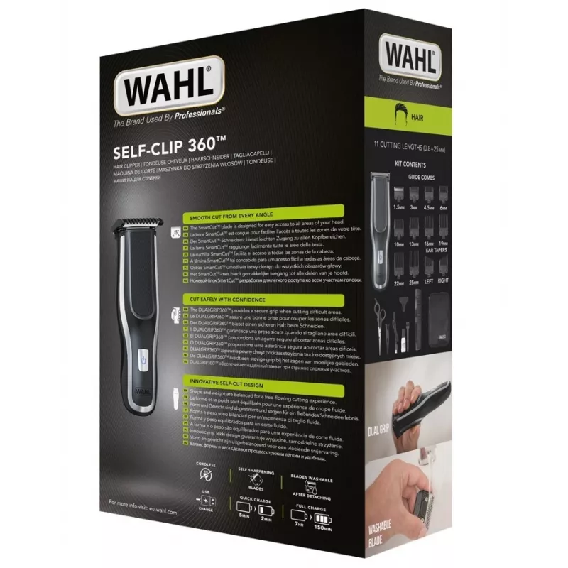 Wahl Self-Clip 360 juoda, sidabrinė ličio jonų (Li-Ion)