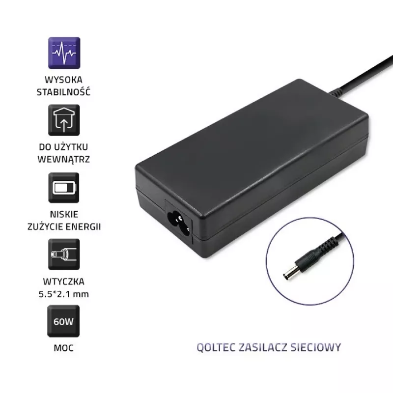 Maitinimo adapteris Qoltec 50797 vidinis juodas nešiojamam kompiuteriui 1,16 m laidas