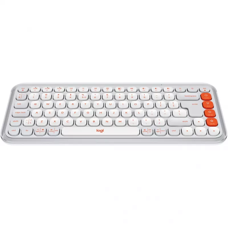 Logitech POP Icon Keys - Klaviatūra - Belaidė - Bluetooth LE - QWERTY - US International - Off White, oranžinė (920-013072)