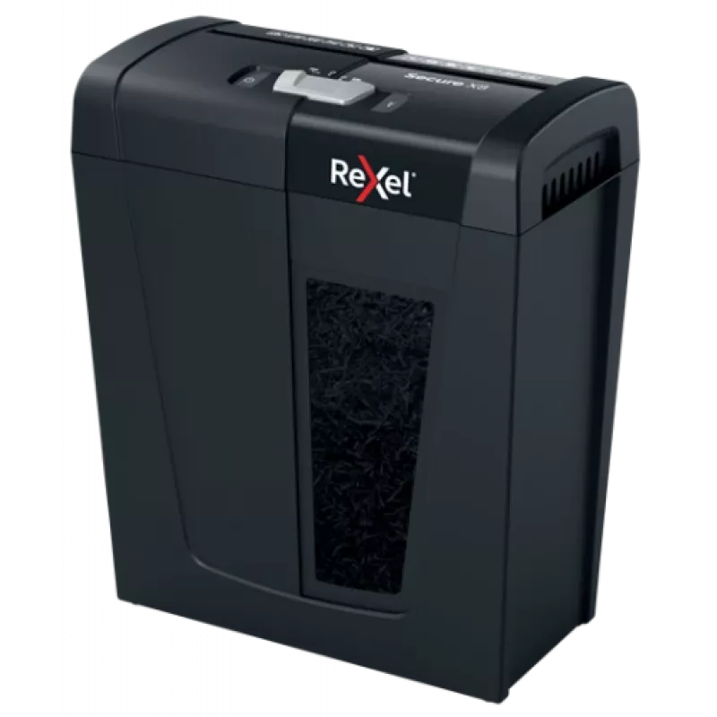 Popieriaus smulkintuvas REXEL Secure X8 — kryžminis pjovimas P-4, 4x40 mm, 8 lapų talpa, 14 l dėžė, juodas