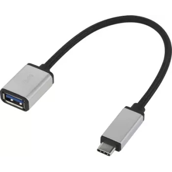 Renkforce RF-4888284 USB laidas 0,15 m 3.2 Gen 1 (3.1 Gen 1) USB C USB A juoda - sidabrinė (RF-4888284)