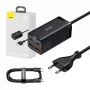 Baseus GaN3 100/ 65W stalinis įkroviklis greitasis įkrovimas QC 3.04.0 USB C Type C telefono įkroviklis skirtas IPhone15 Huawei Xiaomi MacBook nešiojamam kompiuteriui