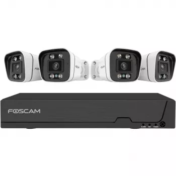 Foscam FNA108E-B4-2T vaizdo stebėjimo sistema balta 4x 4K PoE kulkos kameros, 1x 8 kanalų NVR