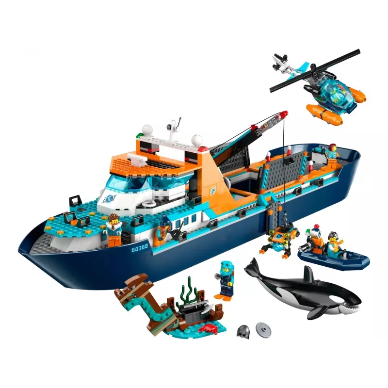 Konstravimo žaislas LEGO City Arkties tyrinėjimo laivas 60368 — 815 dalių, 7+ metų, yra 4 minifigūrėlės
