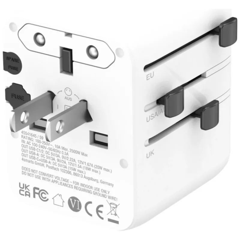 Kelioninis adapteris 20W GaN Nomad 2xUSB-C + 1xA