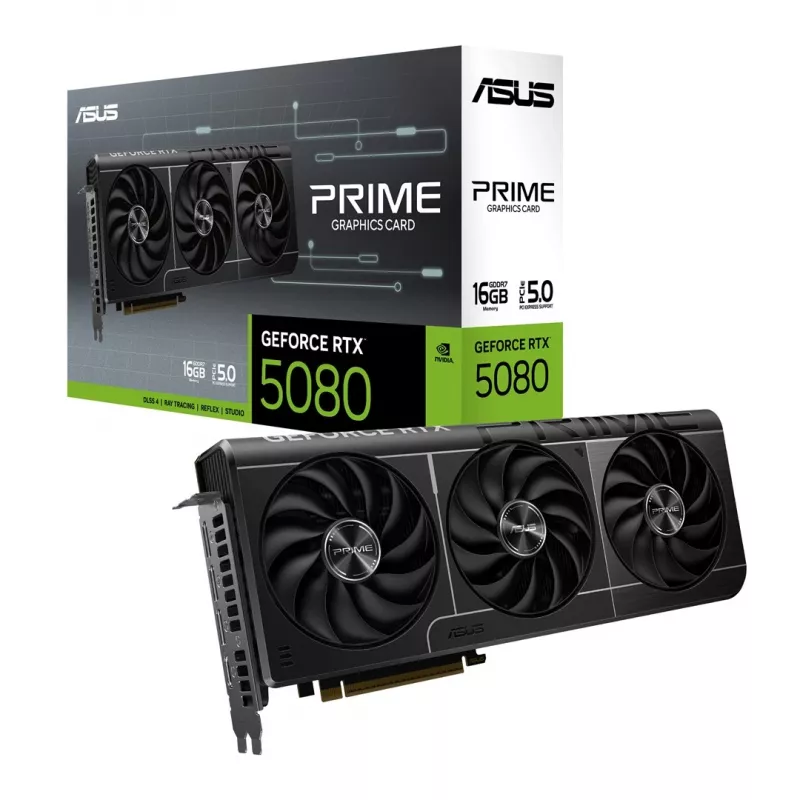 Vaizdo plokštė ASUS GeForce RTX 5080 16 GB GDDR7 PCIe 5.0, 256 bitų, 3 ventiliatoriai, maks. raiška 7680×4320