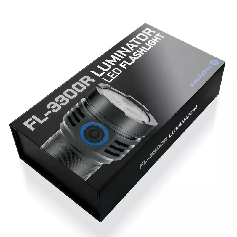 LED žibintuvėlis everActive LUMINATO R FL-3300R — 3300 liumenų, įkraunamas