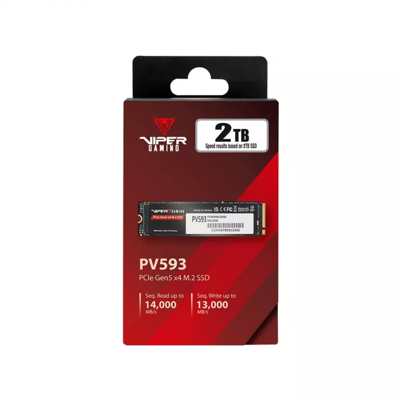M.2 2280 NVMe PCIe Gen5 x4 SSD PATRIOT PV593P2TBM28H 2 TB, NVMe 2.0, 14000/13000 MB/s