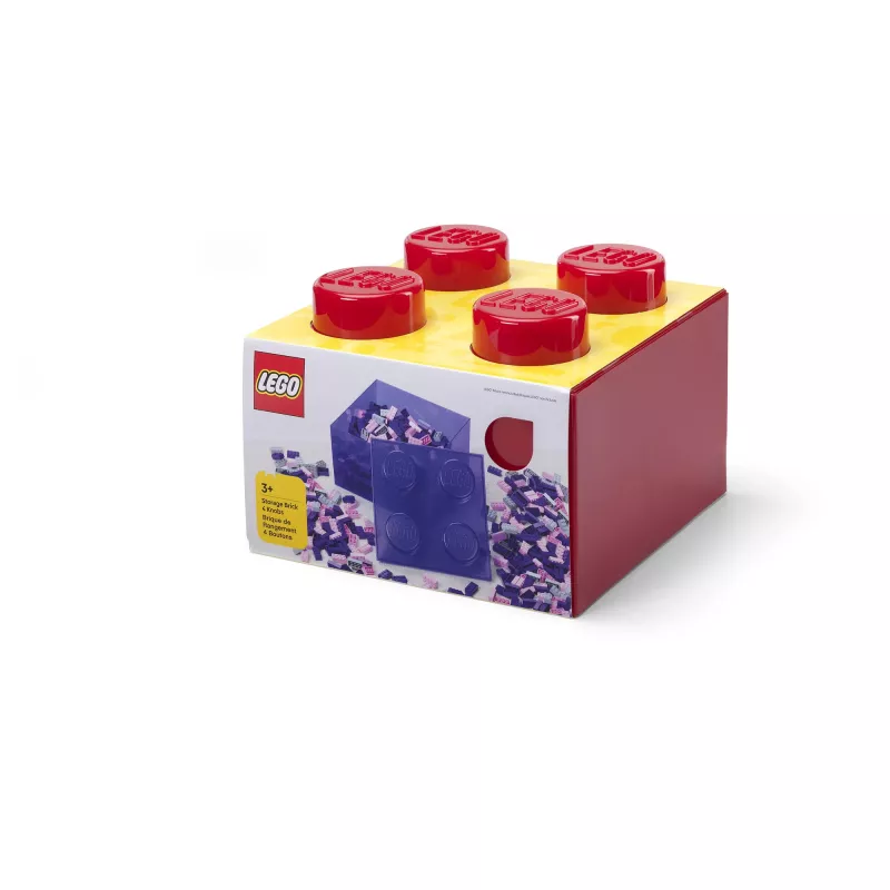 LEGO plyta 4 raudona permatoma – 4x2 smeigtukų permatoma raudona statybinė plyta