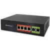 Ethernet PoE Switch QOLTEC 52289 — 4x RJ45 PoE prievadai, 2x RJ45 aukštynkryptis prievadas, 65W galios biudžetas