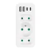 Maitinimo skirstytuvas MACLEAN MCE248 F/W — 3 kintamosios srovės lizdai (1×16A, 2×6A) + 4×USB (2×A, 2×C PD 20W), EU kištukas, baltas
