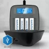 Baterijų įkroviklis everActive NC1000MV2 — Ni-MH 4 vietų USB-C įkroviklis, 4 elementai, 5V, juodas, 110×99×38 mm