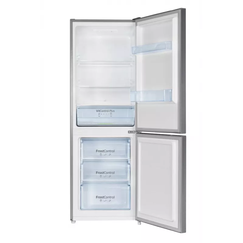 Šaldytuvas-šaldiklis AMICA FK2425.4UNTX(E) pastatomas 277 L bendras, apatinis šaldiklis 74 L, inverteris, sidabrinis, 1593×540×550 mm