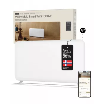Mill WiFi skydinis šildytuvas | PA1500WIFI4A | Skydinis šildytuvas | 1500 W | Tinka patalpoms iki 22 m² | Balta | IPX4