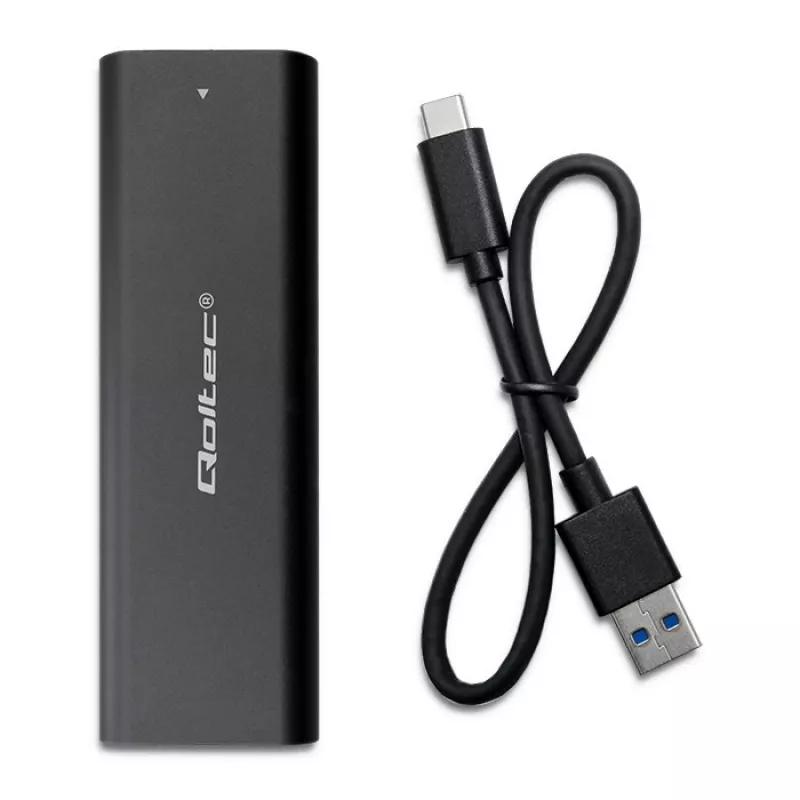Qoltec 50311 saugojimo įrenginio korpusas SSD korpusas Juodas M.2