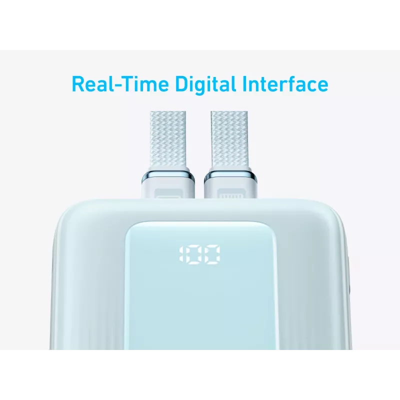 Anker Power Bank su įmontuotu USB-C ir + Lightning laidu | A1680031 | 10000 mAh | 30W | Mėlyna