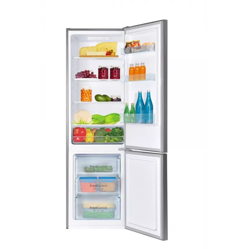 Šaldytuvas-šaldiklis AMICA FK2525.4UNTX(E) laisvai pastatomas 250L, sidabrinis, apatinis šaldiklis, R600a