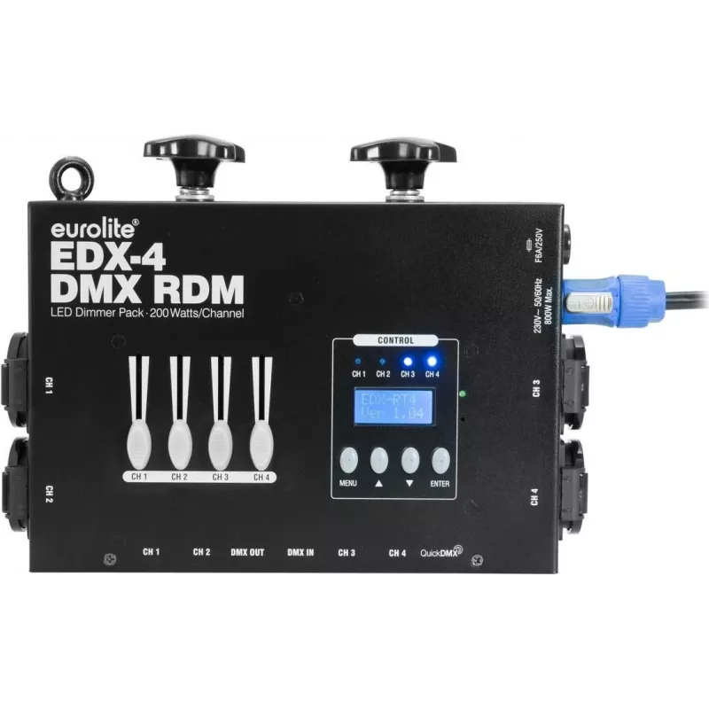 EUROLITE EDX-4 DMX RDM 4 kanalų 10 A LED reguliatoriaus blokas
